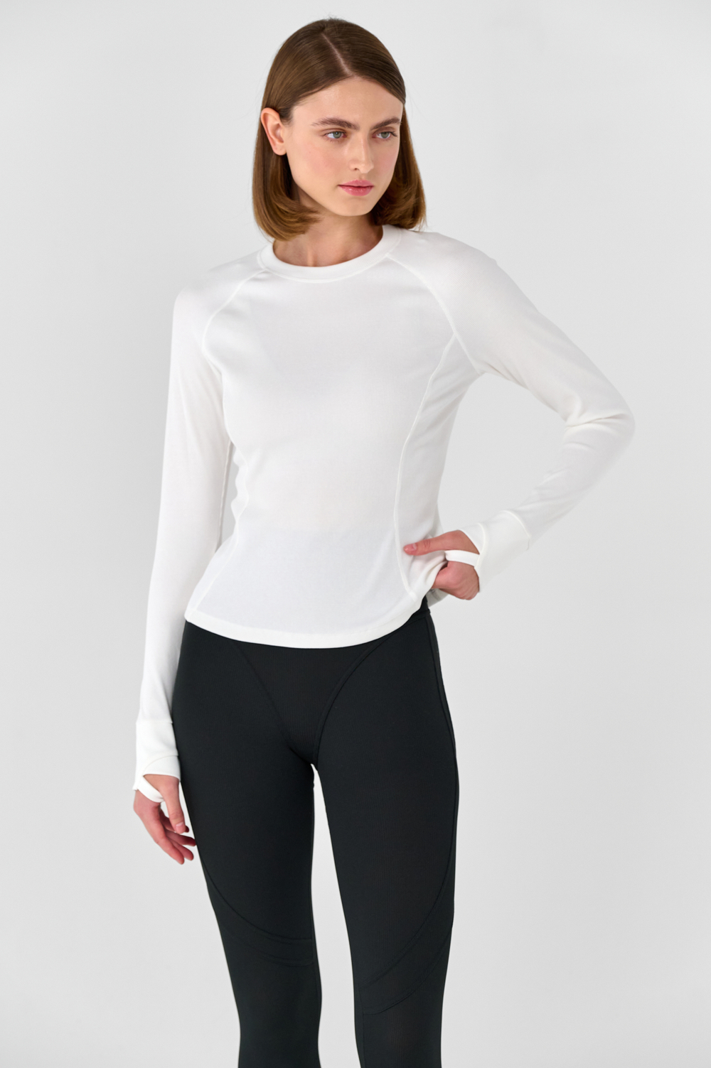 Лонгслив приталенный с рельефом