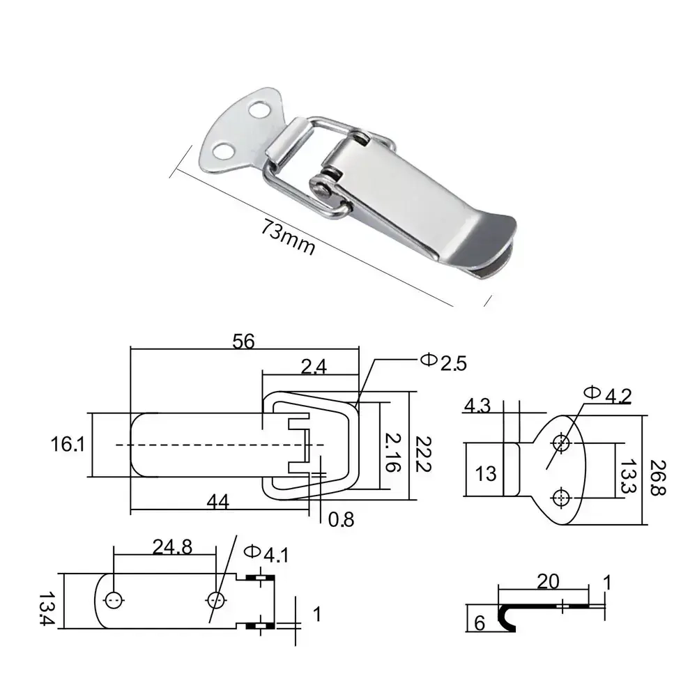 Замок защелка на ящик 73 мм набор 2 шт