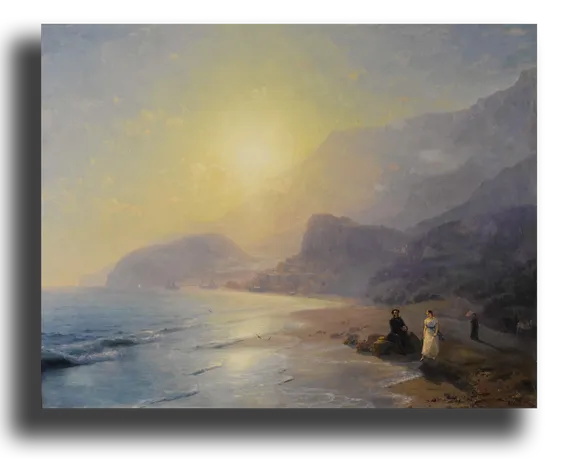 Репродукция "Айвазовский - А. С. Пушкин и Раевская в Гурзуфе. 1886 год"