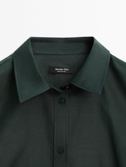 Massimo Dutti Рубашка из струящейся полупрозрачной ткани, темно-зеленый