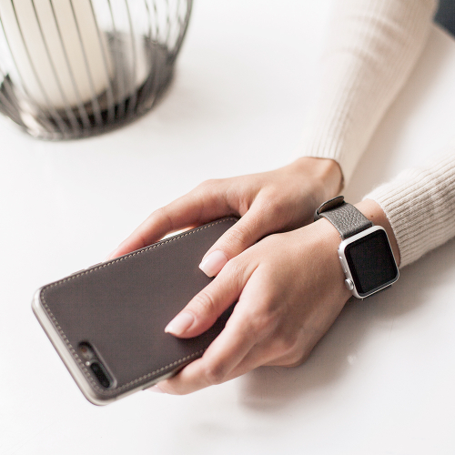 Ремешок для Apple Watch 40/41/42 mm из кожи теленка, серого цвета