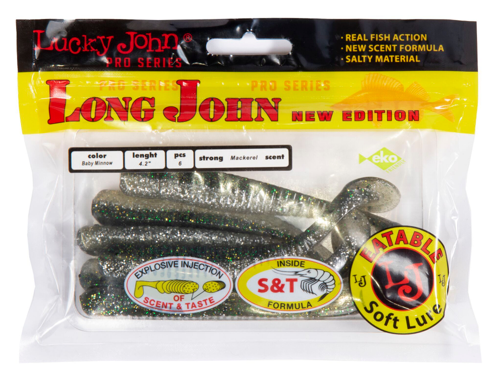 Виброхвосты съедобные LJ Pro Series LONG JOHN 4.2in (10.70)/T01 6шт.