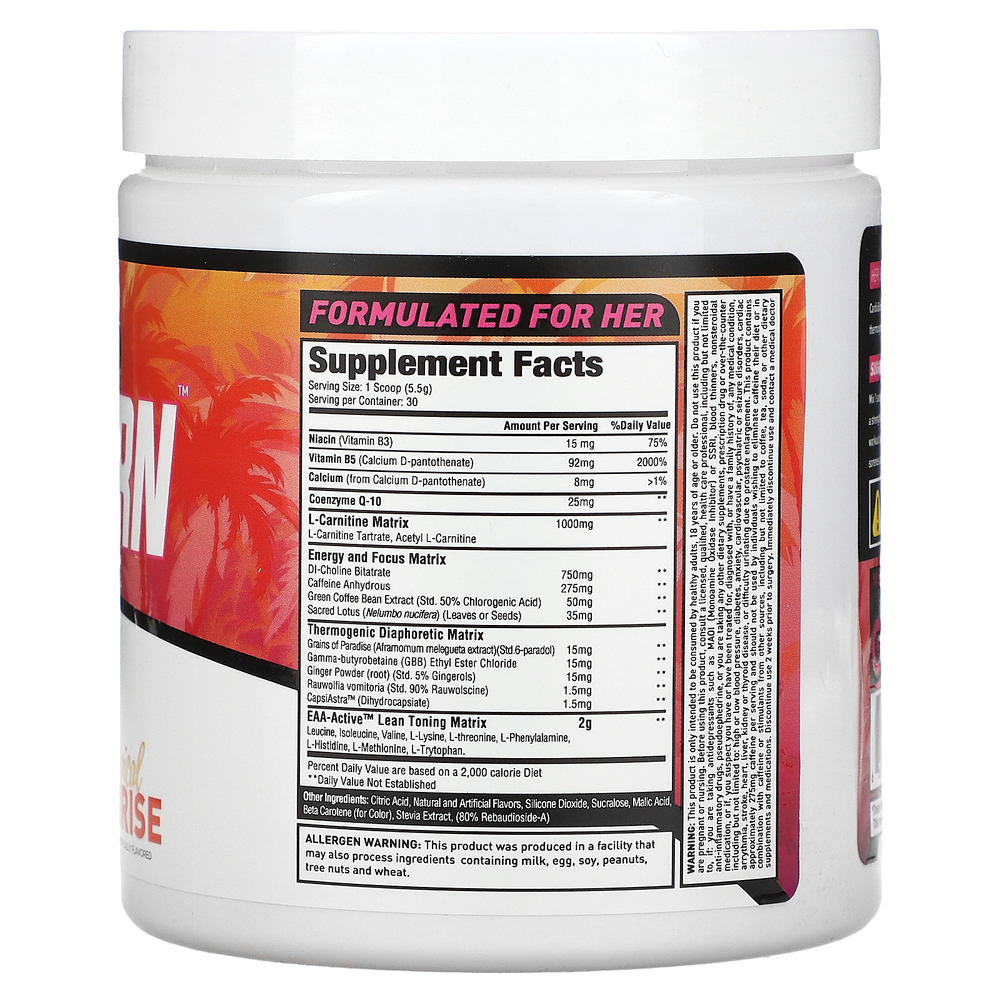 MuscleSport, Her Series, Cardioburn, тропический восход, 165 г (5,8 унции)