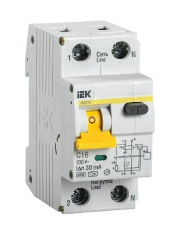 Дифференциальный автомат IEK, АВДТ32 C 16А 30мА