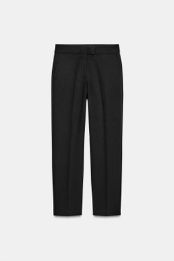 ZARA БРЮКИ ПРЯМОГО КРОЯ СО СТРЕЛКАМИ, ЧЕРНЫЙ