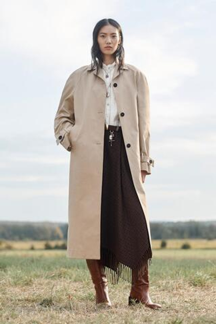 ZARA ДЛИННЫЙ ТРЕНЧ, ЖЕЛТОВАТО-КОРИЧНЕВЫЙ
