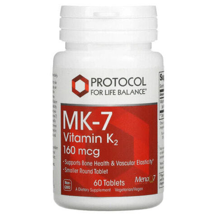 Витамин К Protocol for Life Balance, MK-7 витамин K2, 160 мкг, 60 таблеток