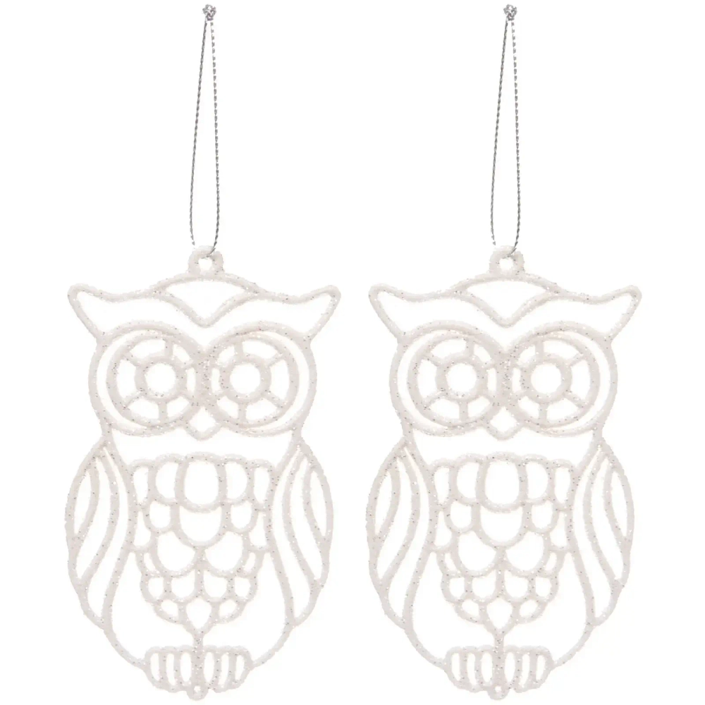 Подвеска «Мудрая сова» 10 см (набор 2 шт), белый