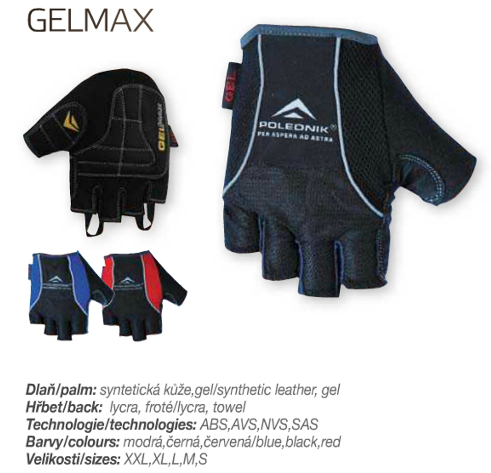 Велоперчатки Polednik GELMAX  р. 11 XL Black,Blue,Red