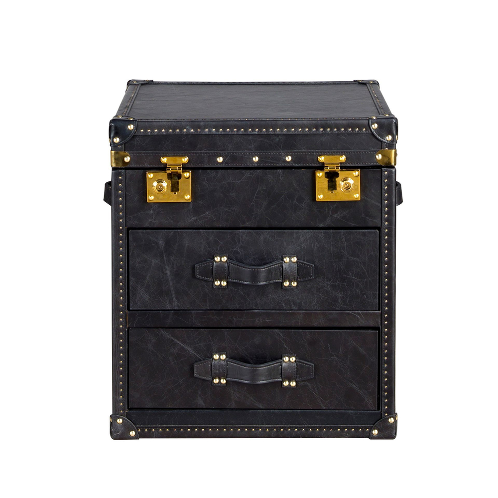 Черный кожаный столик-чемодан 7184