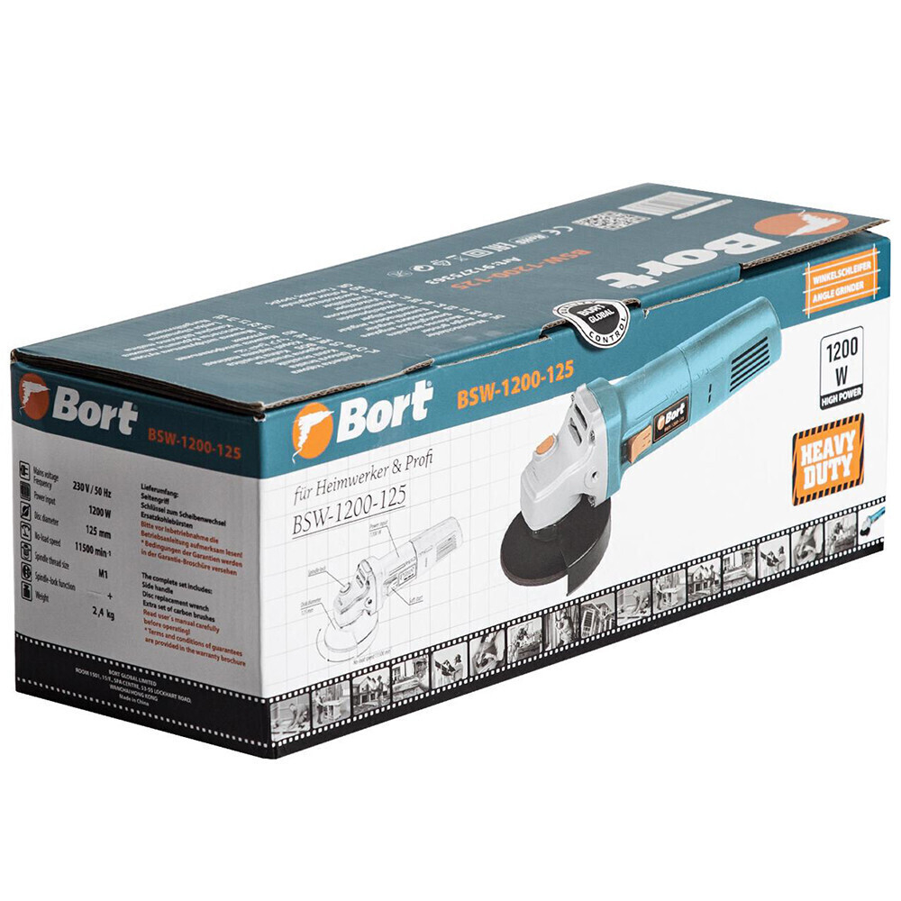 Машина шлифовальная Bort BWS-1200-125 угловая