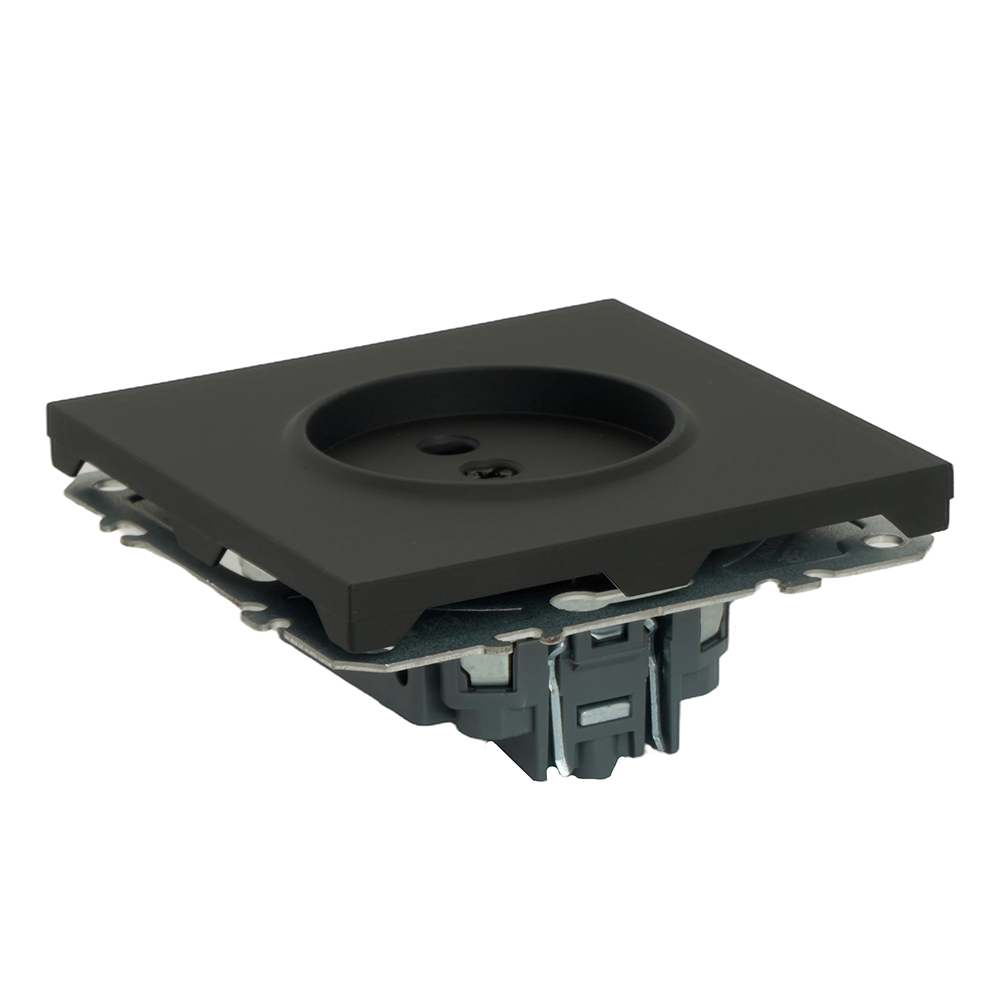 Розетка 1-местная с защитной шторкой (механизм), STEKKER, б/з, 250В, 16А, серия Эмили, RST16-5109-05, черный уголь, soft touch 49850