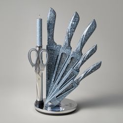 НАБОР НОЖЕЙ AGNESS "МОНБЛАН" С НОЖНИЦАМИ И МУСАТОМ НА ПЛАСТИКОВОЙ ПОДСТАВКЕ, 8 ПРЕДМЕТОВ