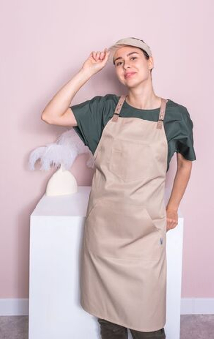 Фартук повара бежевый "Уловка" лямки беж