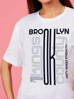 Футболка бруклин женская оверсайз с принтом