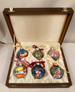 Набор елочных шаров  с ручной росписью Палех  "Новогодний"
