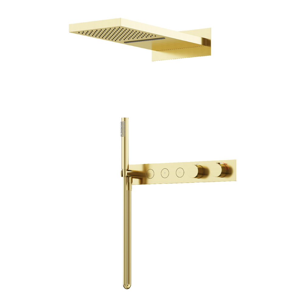 Душевой комплект с термостатом Sancos Linn, с внутренней частью, брашированное золото, PVD покрытие, арт. SC9023BG