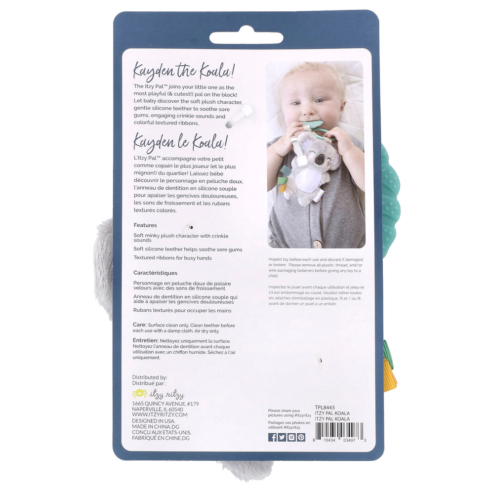 itzy ritzy, Itzy Pal ™, плюшевый с силиконовым прорезывателем, от 0 месяцев, коала, 1 прорезыватель