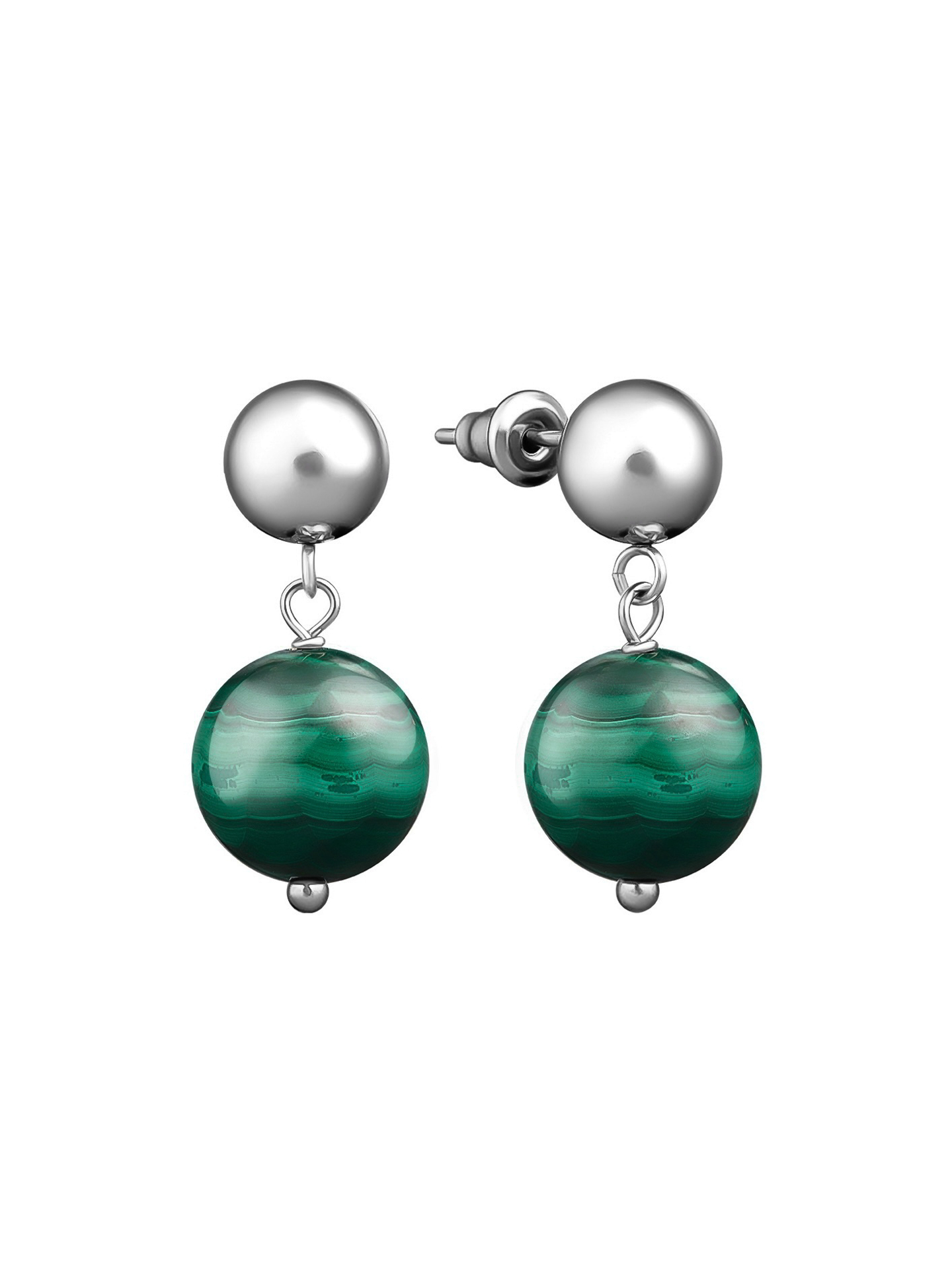 Серьги База 8 с малахитом / Basic 8 green