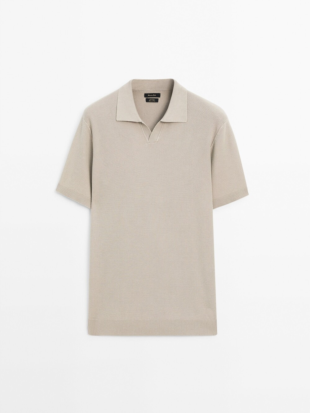 Massimo Dutti Свитер с воротником поло и короткими рукавами, хаки