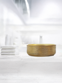 Раковина накладная (золотистая) WeltWasser WW  ELBACH 3134 LSG 355х355х120