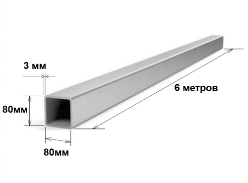 Труба профильная квадратная 80х80х3 6 метров