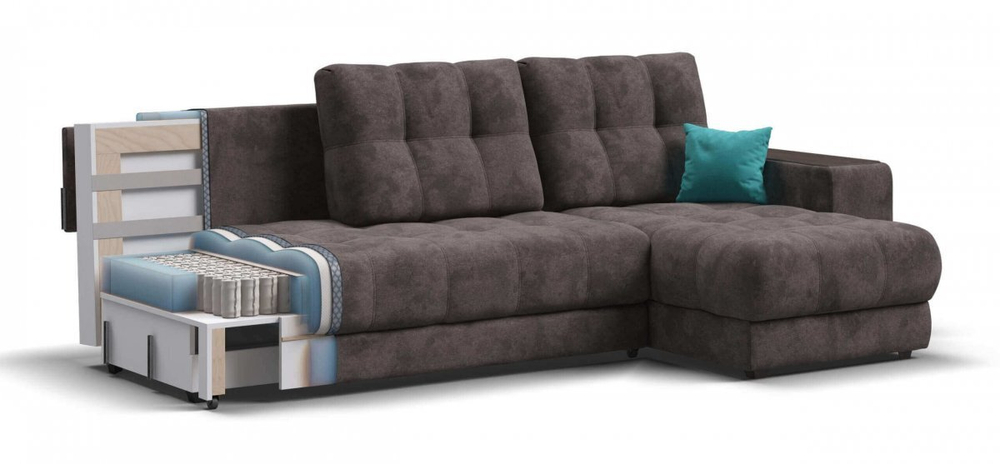 Угловой диван Босс ХЛ Велюр Алькантара серый