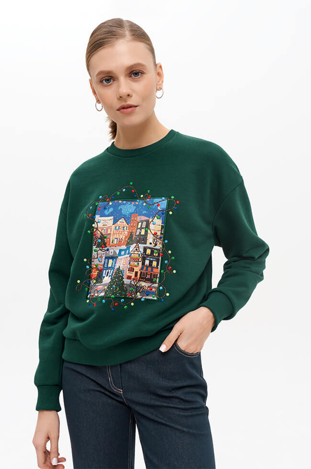 23315 Свитшот женский (зеленый)