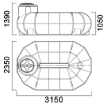 Резервуар О-образный 4500 л для наземного хранения жидкостей, с дыхательным клапаном Анион 4500 л. горизонтальный (3150x2350x1390см;синий) - арт.559485
