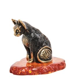 Народные промыслы AM-1856 Фигурка «Кот Тишка» (латунь, янтарь)