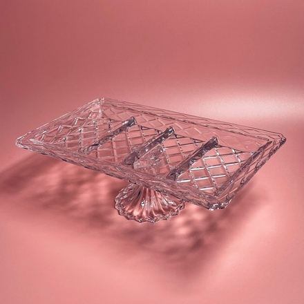 Lenardi 588-696 Прямоугольная менажница 37,2х22,5х12,5см на ножке в под.уп.(х6)Стекло