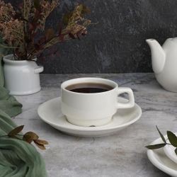 Чайная пара 200 мл белая d 8,4 см h5,4 см фарфор Stackable P.L. Proff Cuisine [6]