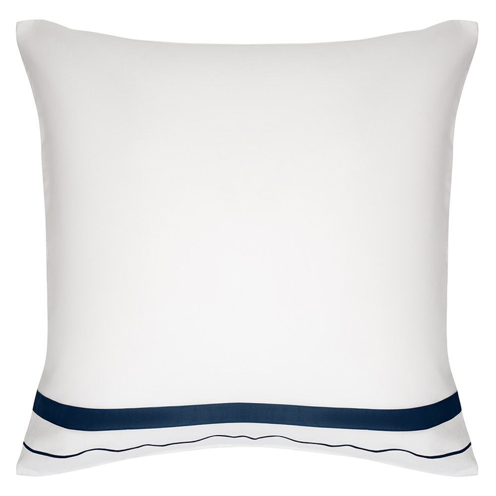 Набор из двух наволочек из сатина белого цвета с темно-синим кантом из коллекции essential, 70х70 см
