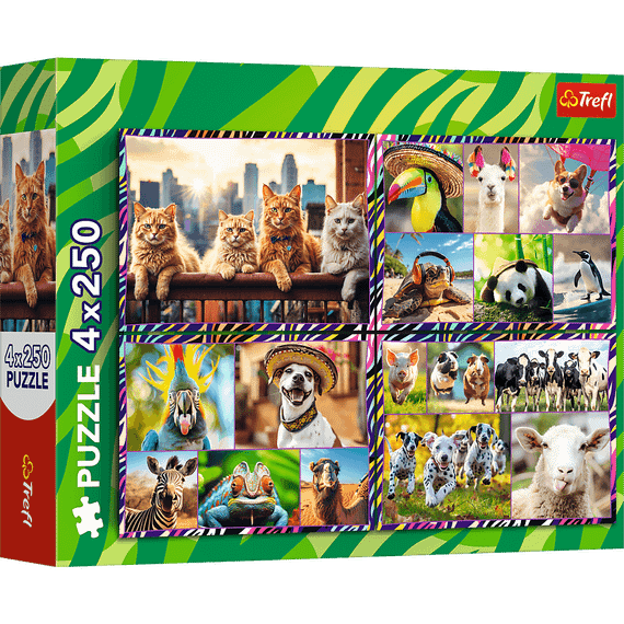 Pazl \ Puzzle \ Пазлы Puzzles - "4x250" - Funny animals / Trefl