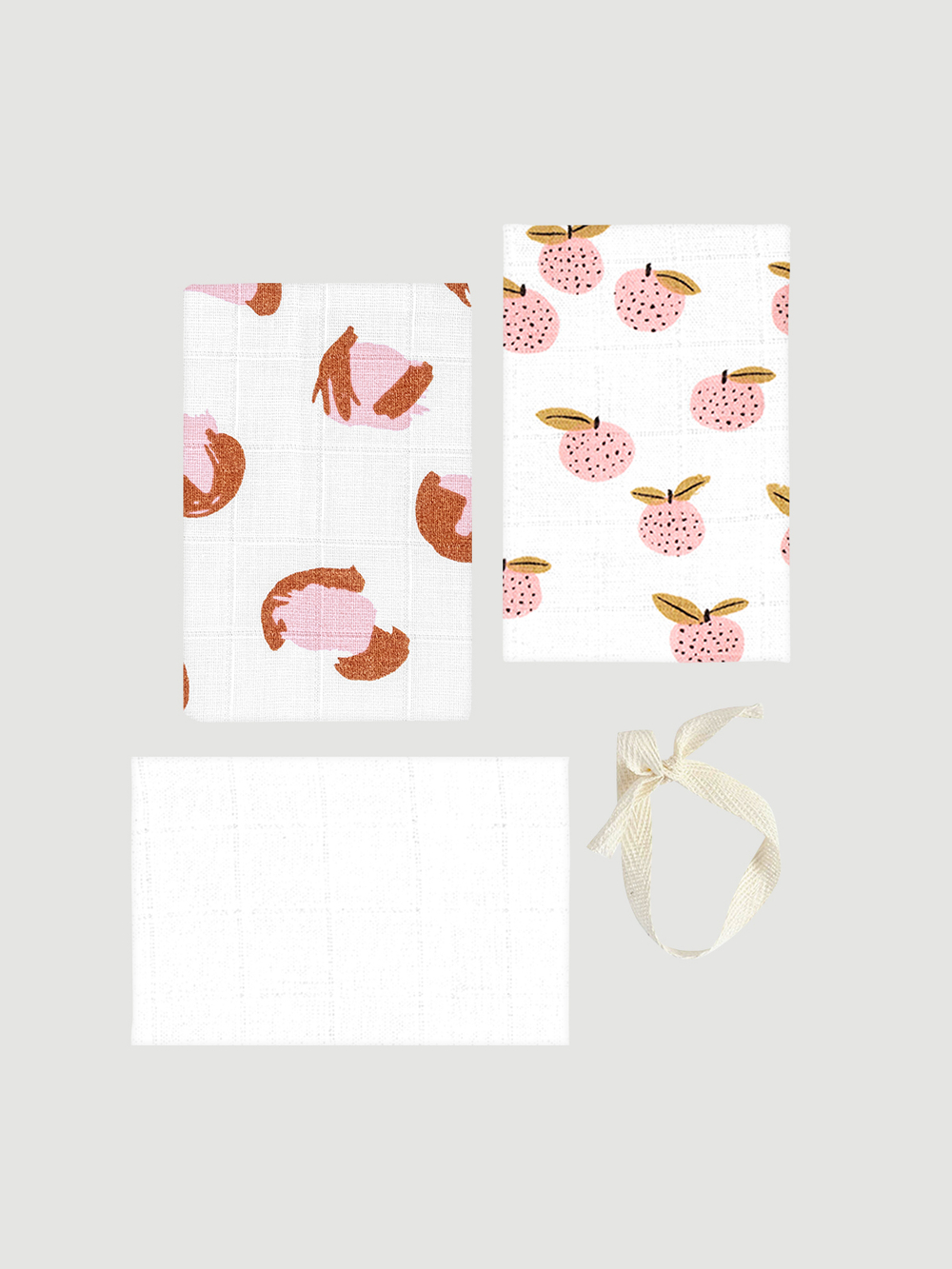 Сет из 3х муслиновых салфеток Mjölk Леопард/White/Персики