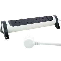 Legrand Revolution Комфорт Бело-черный Удлинитель 4x2К+З с выкл., кабель 1,5м, плоские розетки, фиксируемый поворотный блок, 694529