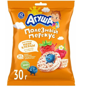 ХЛЕБЦЫ АГУША РИСОВЫЙ ЯГОДНОЕ АССОРТИ 30ГР