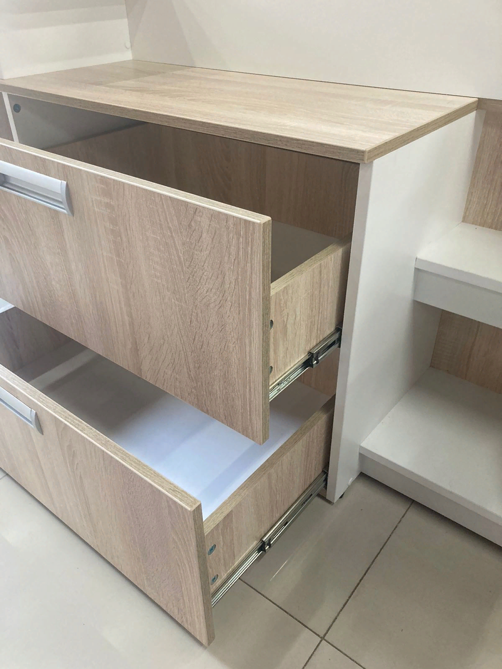 Кровать чердак Скаут сонома/белый 800