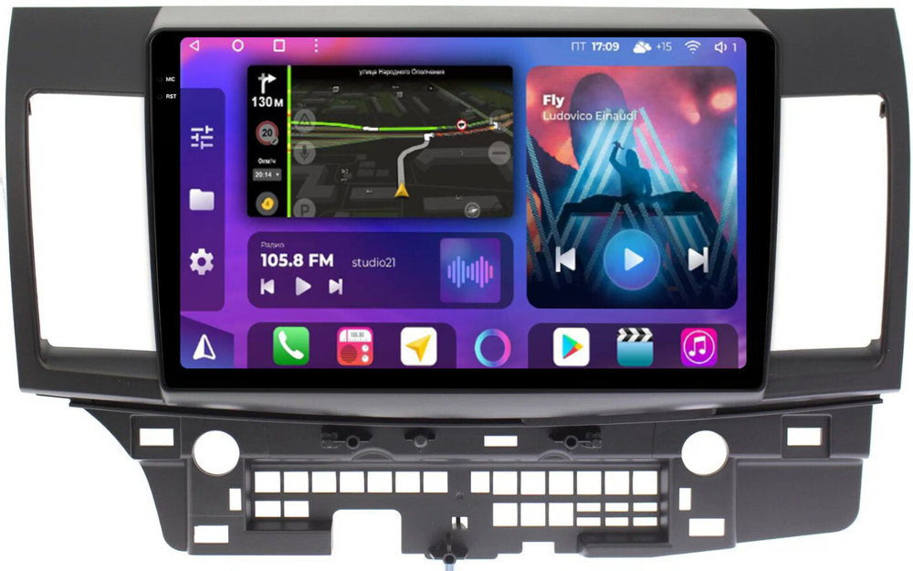 Магнитола для Mitsubishi Lancer X 2007-2016 - FarCar BM037M монитор 10.36" QLED на Android 14, TS10, 4+32Гб, CarPlay, 4G SIM-слот