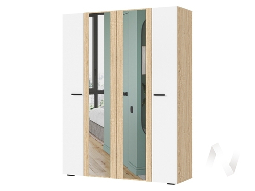 Шкаф 4-х створчатый ШК 04 МС Санса (дуб сонома/белый)