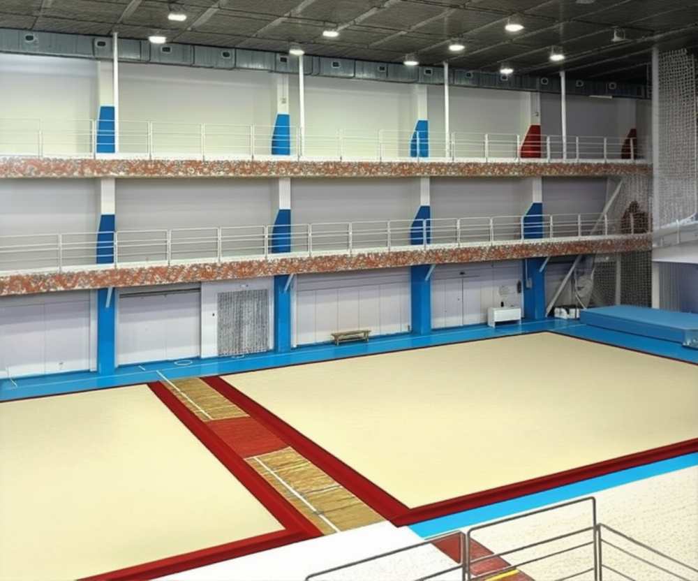 Профессиональный гимнастический помост 13,72х13,72м художественного ковра - 14х14м