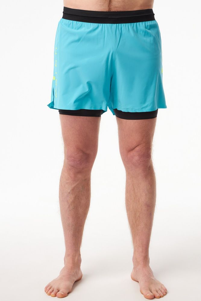ШОРТЫ МУЖСКИЕ SPEED AERO 5 ELEVATE 2IN1 SHORT | SKYBLUE YELLOW