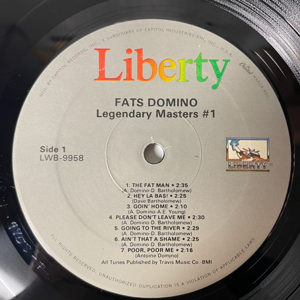 Винтажная виниловая пластинка LP Fats Domino Legendary Masters 1 (USA 1977)