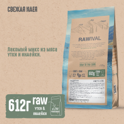 Сухой корм RAWIVAL для взрослых кошек с уткой и индейкой - 1,7 кг