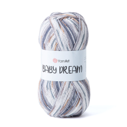 Беби Дрим (Baby Dream) пряжа YarnArt 100%акрил 5х100г/300м (5244 белый-серый-т.серый-бежевый)