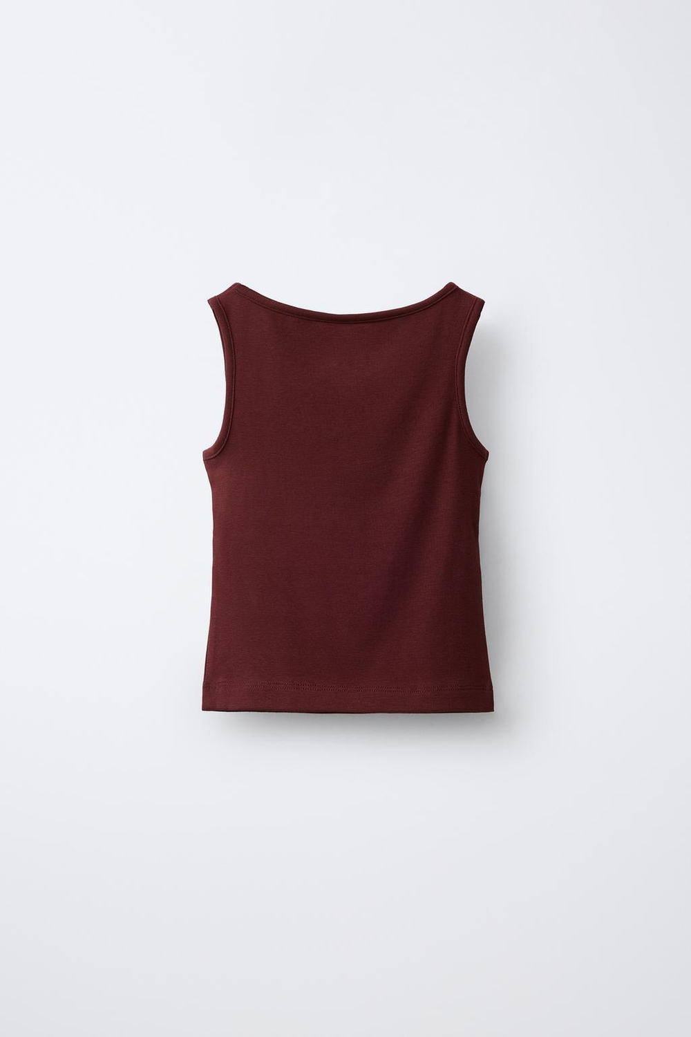 ZARA ОДНОТОННЫЙ ТОП ИЗ МОДАЛА, БУРГУНДИ