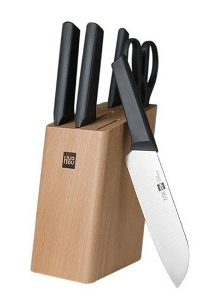 Набор ножей Xiaomi Huo Hou Fire Kitchen Steel Knife Set с подставкой (6 предметов)