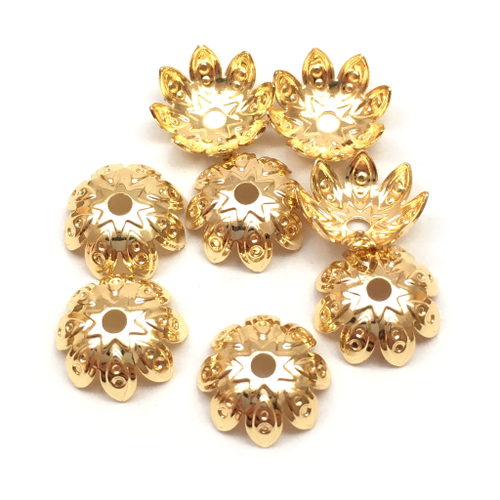 Шапочки для бусин 9х3 мм, позолота