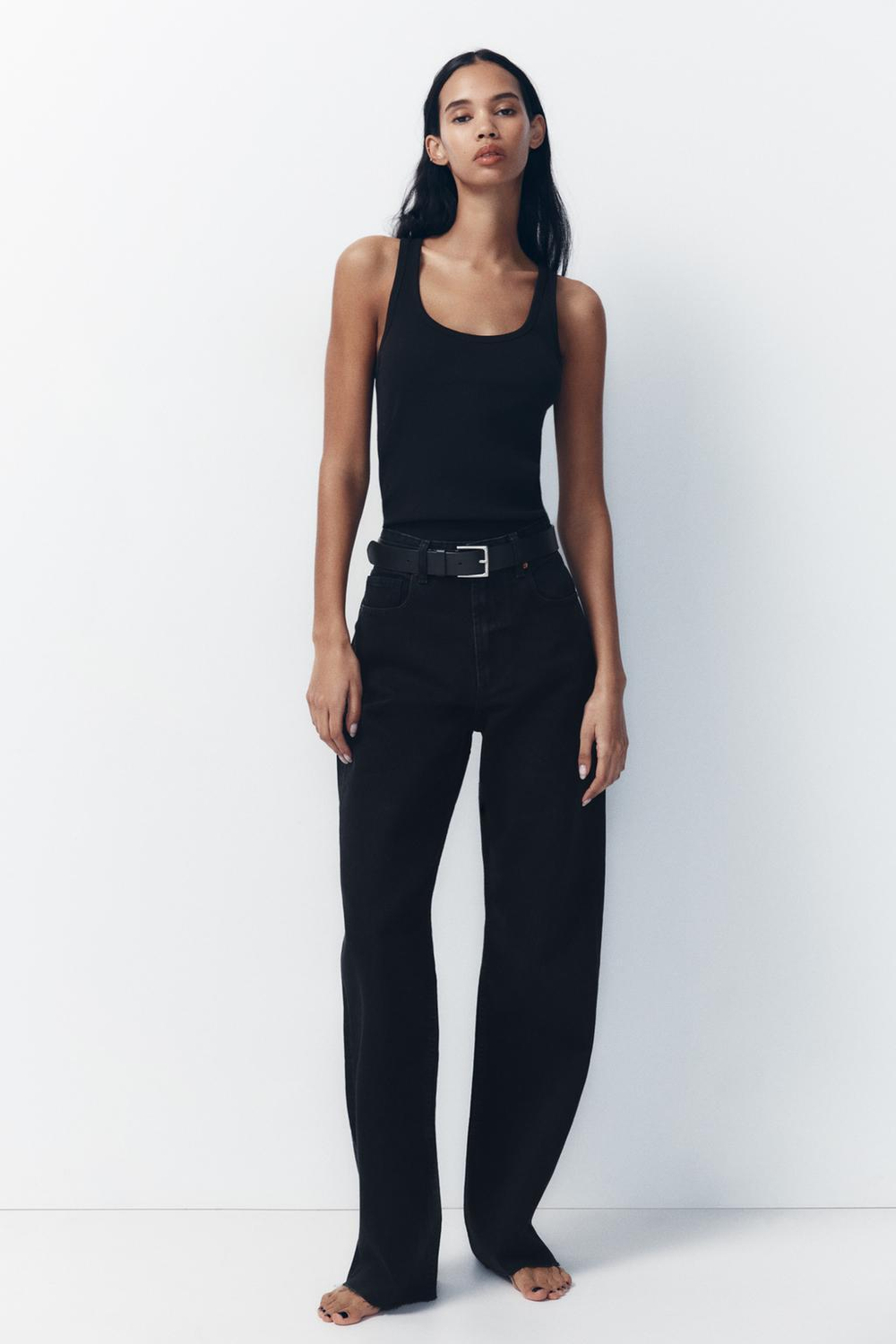 Джинсы с высокой посадкой trf wide leg