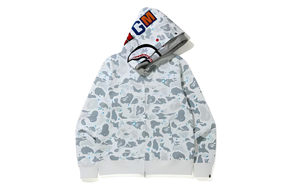 A Bathing Ape Space Camo Shark Full Zip Double Худи белый